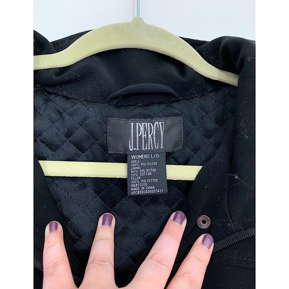J.Percy Black Hooded Winter Coat; L - Picture 6 of 8